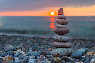 Zen stones balance spa on beach
