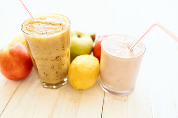 fruit smoothie fresh Fresh Desert milkshake top view