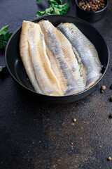 herring fish fillet fresh seafood meal snack on the table copy space food background rustic 