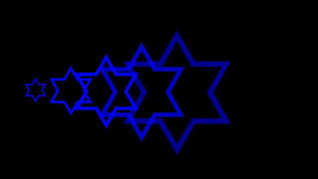 Six pointed Star of David or Hexagram Jewish religious symbol animation with radio wave effect.