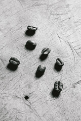 Coffee roast arabica seeds in wood table harvest caffeine farm 