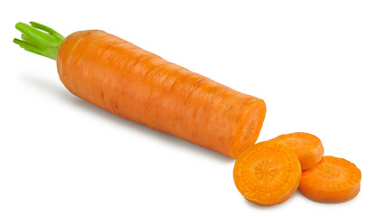 sliced carrot isolated on white background. clipping path