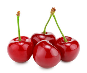 red cherry isolated on white background. clipping path