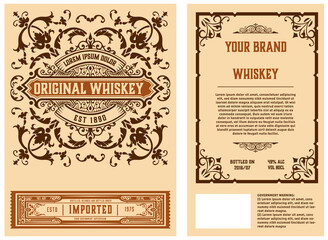 Whiskey label with old frames