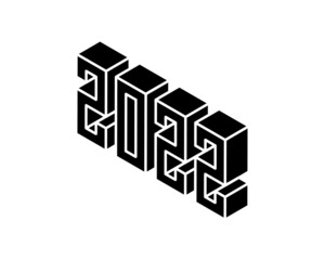 2022 HAPPY NEW YEAR text. Design template Celebration typography poster, banner or greeting card for Merry Christmas and happy new year. Vector Illustration vintage