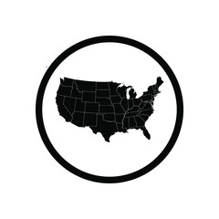 Map USA icon. Map USA country map vector design. Blank similar USA map icon isolated on white background. United States of America country simple sign