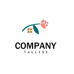 A beautiful home design logo that gives charm with blooming flowers. It is suitable for the decoration and property business.