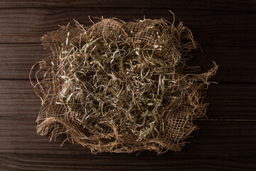 Organic background with jute and fiber texture.