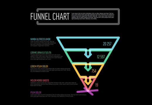 Dark Thick Marker Line Layers Funnel Infographic Template