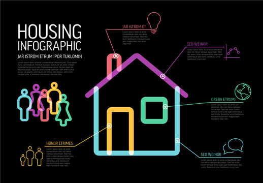 Dark Thick Line Housing Infographic Template - for Real Estate Agency