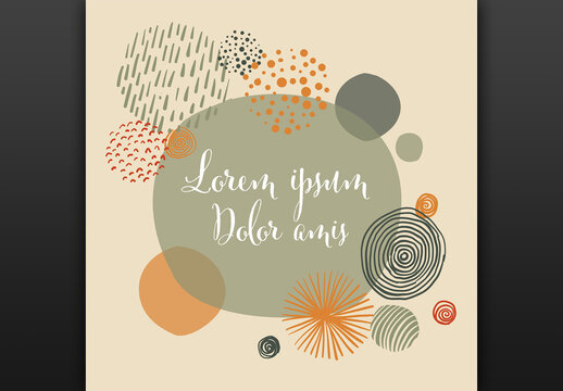Contemporary Modern Trendy Doodle Handdrawn Background Template with Place for Your Content