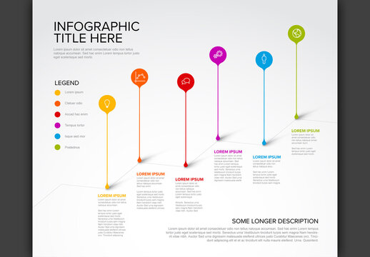 Timeline with Six Droplet Pointers Template
