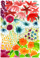 Fototapeta na wymiar Floral background in watercolor