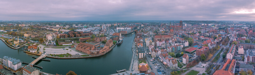 gdansk city aerial panoramic view 