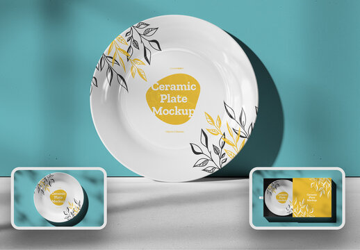 3 Ceramic Plate Mockup