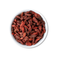 Goji berry in a bowl isolated over white background