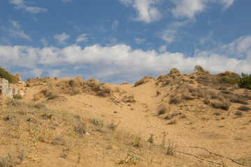 Sand dune blue sky background
