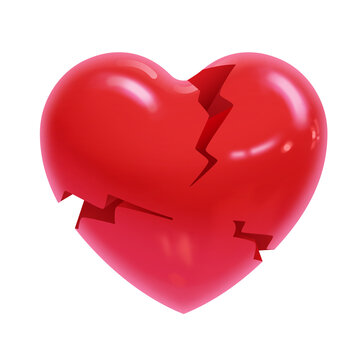 Realistic drawing of a broken heart - an icon for the game. Vector illustration.