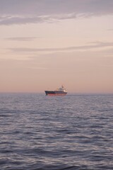 Gulf of Finland - 06 02 2020: Oil tanker underway in the Baltic sea to the next port for discharging