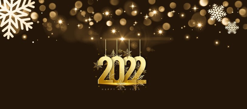 Golden happy new year 2022 greeting card 