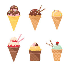 A set of different ice cream. Vector illustration.