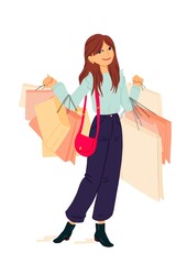 Jeune femme faisant du shopping pour le black friday