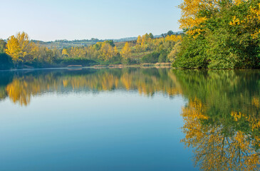 Autumn landscape on the lake in Samun Turkey.