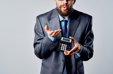 businessmen in a suit investment economy change in exchange rates light background