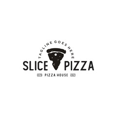 Vintage Pizza Slice logo for Pizzeria Restaurant Bar Bistro logo design - obrazy, fototapety, plakaty