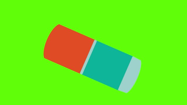 Animated icon of an eraser in the bright green background
