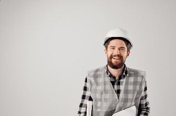 male worker construction work design profession isolated background