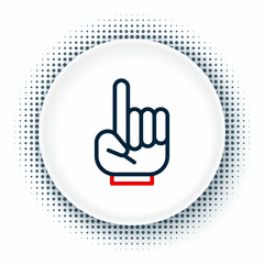 Obraz premium Line Number 1 one fan hand glove with finger raised icon isolated on white background. Symbol of team support in competitions. Colorful outline concept. Vector