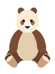 Drawn cute sitting qinling panda character. Brown subspecies of giant panda. Vector illustration.