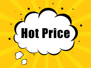 Hot Price in yellow bubble background