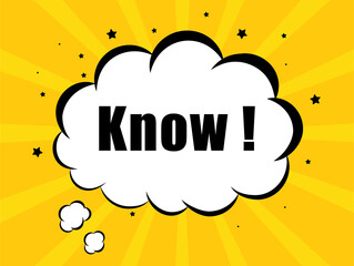 Know in yellow bubble background