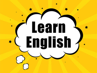 Learn English in yellow bubble background