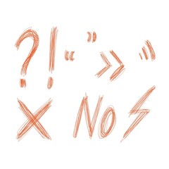 Prohibitory error cancel red signs no hand drawing