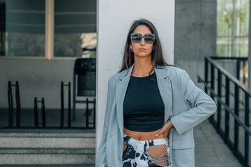 urban girl with sunglasses on the street