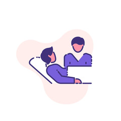 avoid contact with infected and sick people single flat line icon isolated on white. outline symbol Prevention contact infection Coronavirus Covid 19 banner. Stop virus spread flat design element