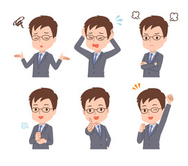 色々なポーズのビジネスマンのイラスト