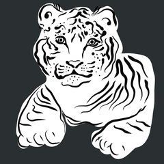 Black and white tiger vector illustration