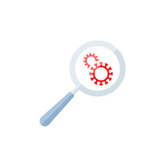 coronavirus study single flat icon isolated on white background. Perfect outline symbol research vaccine Covid 19 pandemic banner. Quality flat design element magnifier glass