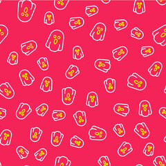 Line Ghost icon isolated seamless pattern on red background. Happy Halloween party. Vector
