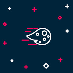 Line Fireball icon isolated on blue background. Colorful outline concept. Vector