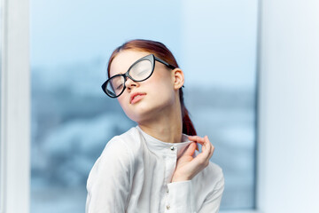 woman secretary in white shirt office work professional