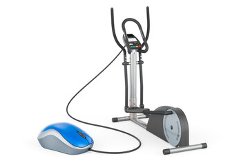 Elliptical trainer with computer mouse. 3D rendering