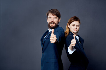 emotional men and women in suits work colleagues office work