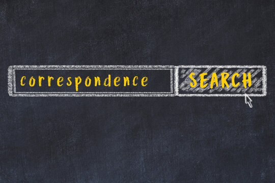 Search engine concept. Looking for correspondence. Simple chalk sketch and inscription