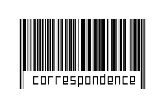Barcode on white background with inscription correspondence below