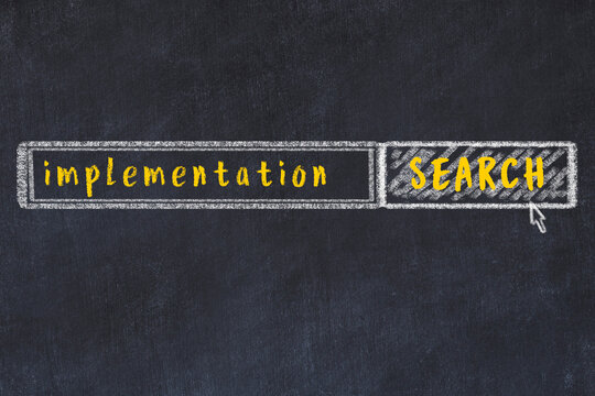 Chalk sketch of browser window with search form and inscription implementation